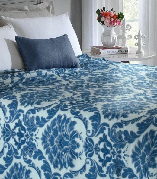 Manta Polar Casal Lar E Lazer Azul