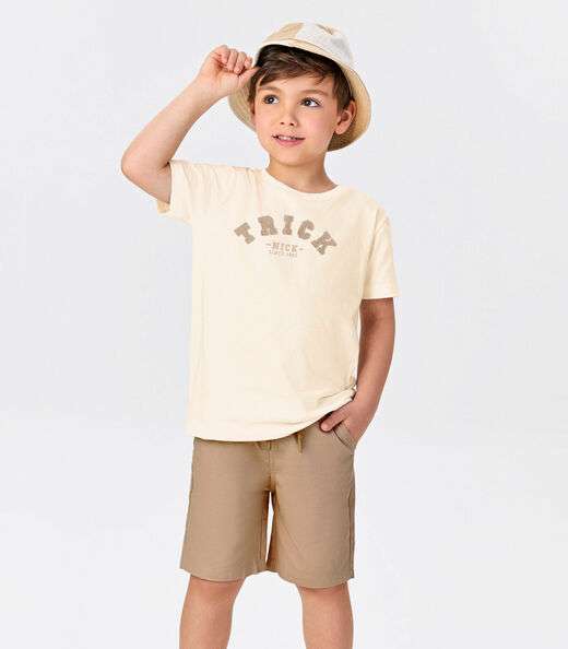 Image_Conjunto Infantil Camiseta Com Bermuda Trick Nick Bege