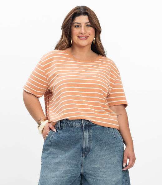 Image_Blusa Feminina Plus Size Gola Redonda Secret Glam Marrom
