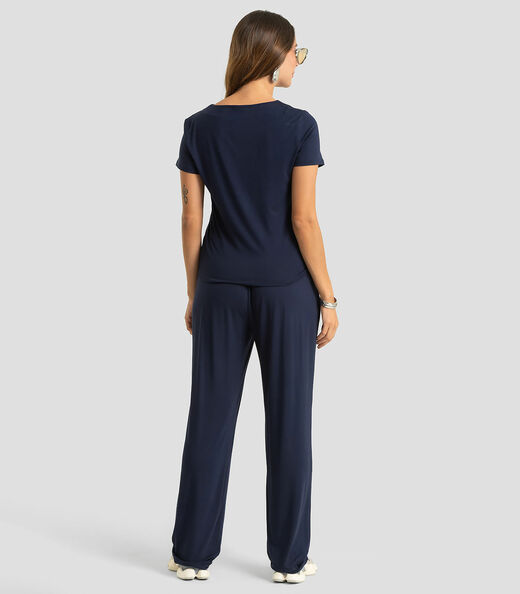 Conjunto Feminino Blusa E Calça Dianna Azul