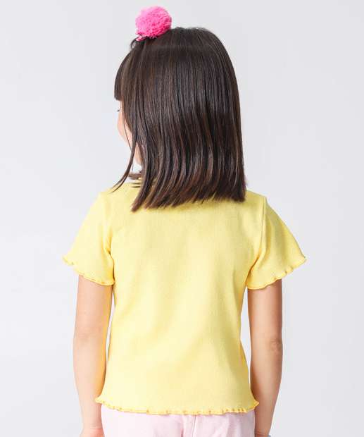 Blusa Infantil Canelada Brilho Marisa Tam 4 a 10 Amarelo