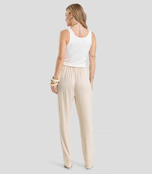 Calça Feminina em Visco Maquinetada Dianna Bege