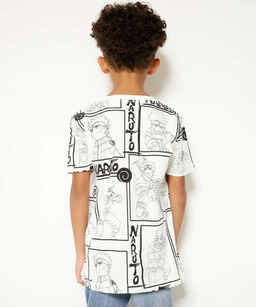 Camiseta Infantil Manga Curta Estampa Naruto Tam 4 a 10