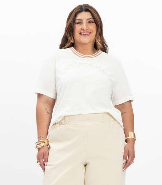 Image_Blusa Manga Curta Feminina Plus Size Secret Glam Bege