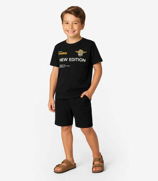 Image_Conjunto Camiseta com Bermuda Rovitex Kids Preto