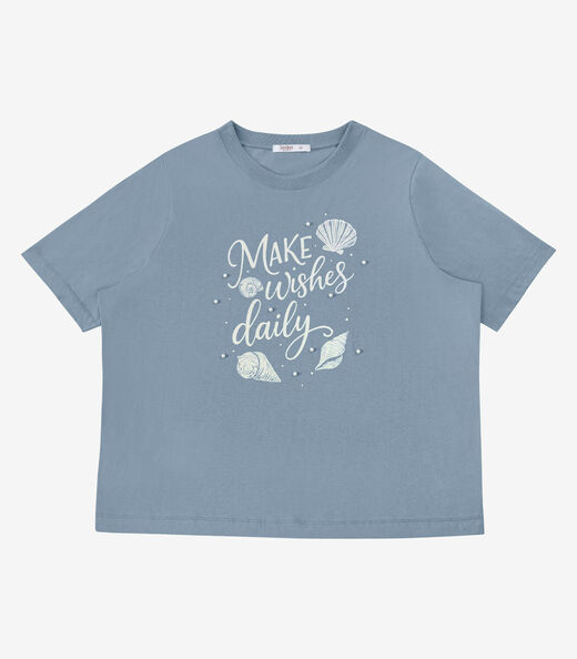 T- Shirt Feminina Com Estampa Secret Glam Azul