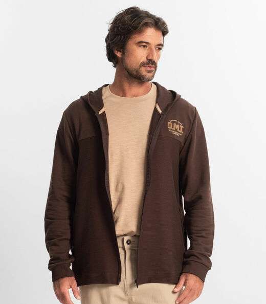 Jaqueta Masculina com Capuz Em Moletom Diametro Marrom