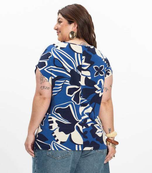 Blusa Manga Curta Feminina Secret Glam Azul