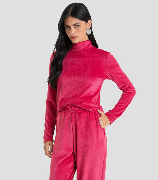 Image_Blusa Feminino Manga Longa Veludo Cotelê Dianna Vermelho