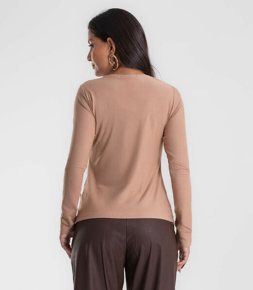 Blusa Feminina Manga Longa Com Estampa Endless Marrom