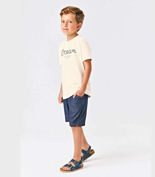 Conjunto Infantil Camiseta Com Bermuda Trick Nick Bege