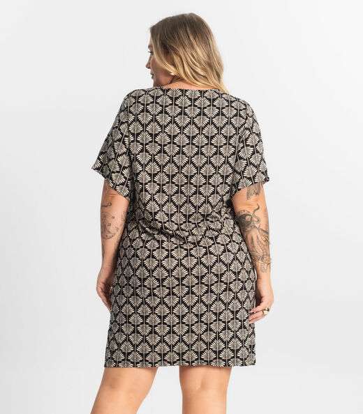 Vestido Estampado Plus Size Secret Glam Preto