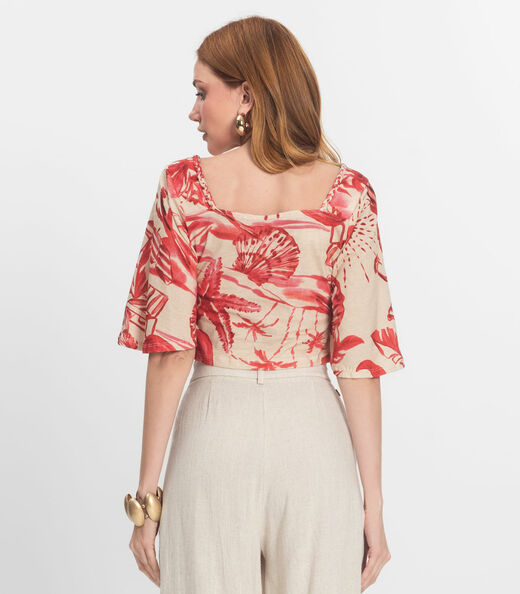 Blusa Cropped Manga Ampla em Meia Malha Endless Laranja