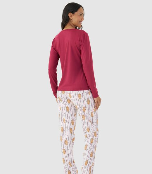 Pijama Longo Feminino Mensageira Da Paz Vermelho