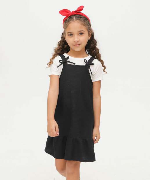 Vestido Sobreposição Infantil Babado Marisa Tam 4 a 10