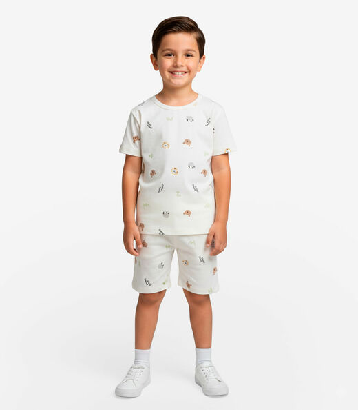 Image_Pijama Infantil Camiseta E Bermuda Select Bege
