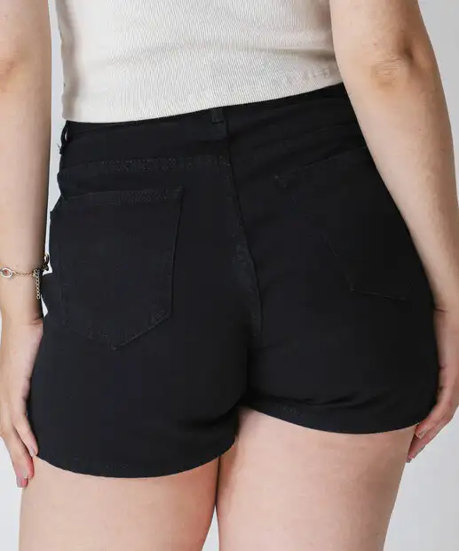 Short Saia Feminino Sarja Preto