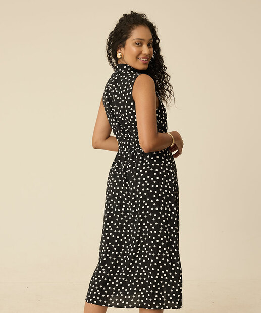 Vestido Midi Feminino Chemise Estampa Poá Marisa