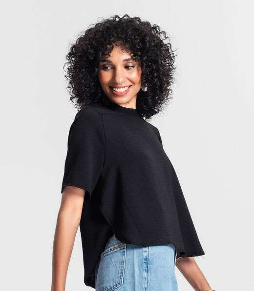 Blusa Feminina Manga Curta Rovitex Preto