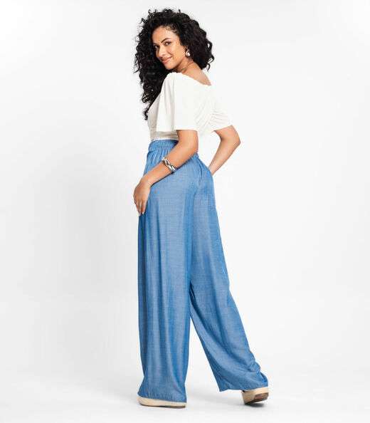 Calça Pantalona Feminina Rovitex Azul