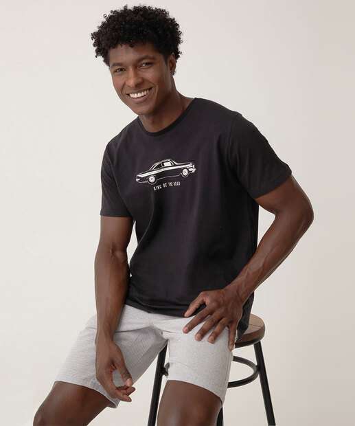 Image_Camiseta Masculina Estampa Carro Marisa Preto