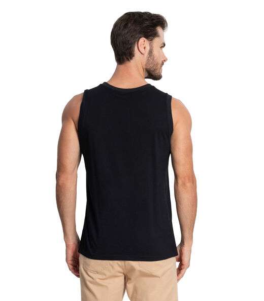 Regata Masculina Básico Meia Malha Diametro Preto