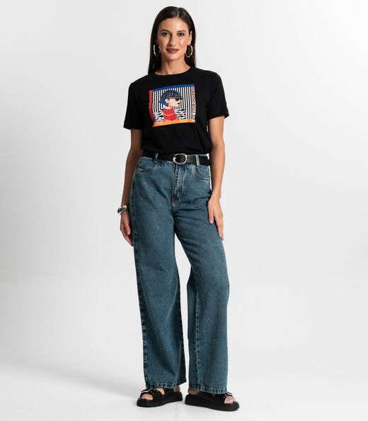 Camiseta Feminina Em Meia Malha Rovitex Preto