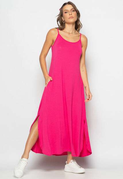 Image_Vestido Longo Alcinha Com Barra Arredondada E Bolsos Pink Salvatore