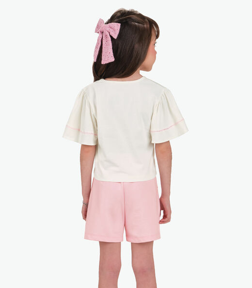 Conjunto Blusa com Shorts Saia Trick Nick Bege
