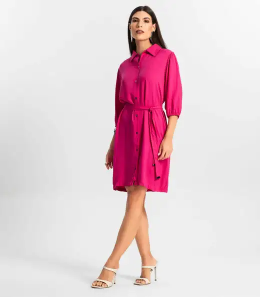 Vestido Feminino Chemise de Viscose Endless Rosa