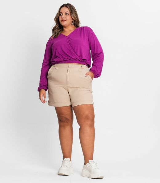 Blusa Feminina Plus Size Em Viscose Secret Glam Roxo