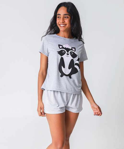 Image_Pijama Feminino Estampado Marisa Cinza