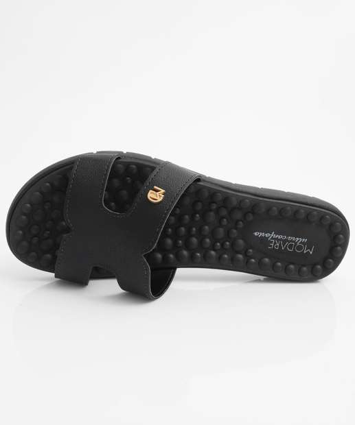 Rasteirinha Feminina Tiras Modare Preto