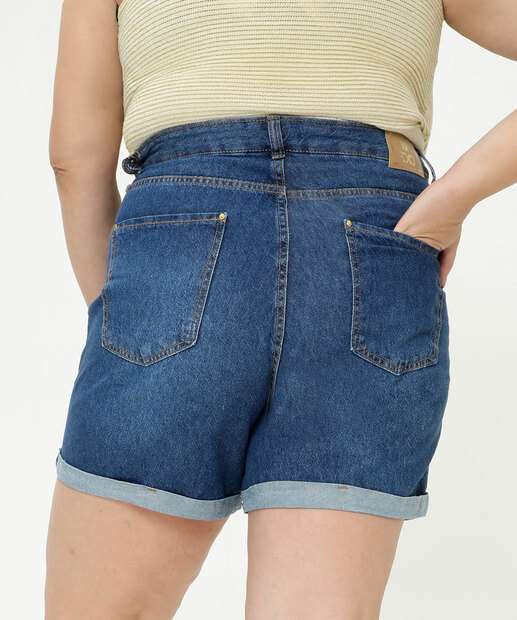 Short Plus Size Feminino  Barra Dobrada Ecxo Jeans
