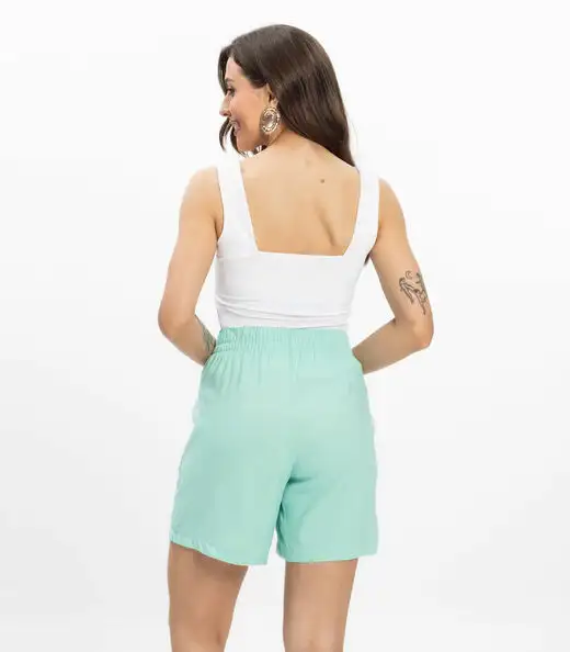 Bermuda Feminina Tecido Linho Rovitex Verde