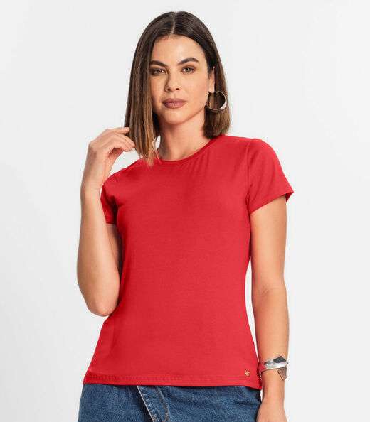 Blusa Feminina Cotton Leve Básica Rovitex Vermelho