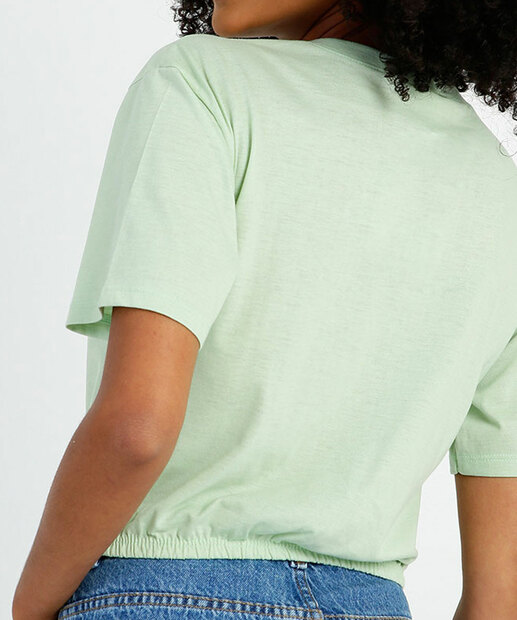 Blusa Cropped Feminina Estampa Frase Manga Curta