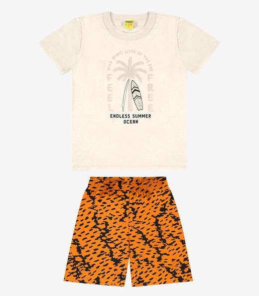 Image_Conjunto Infantil Camiseta Com Bermuda Rovi Kids Bege