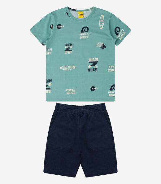 Conjunto Camiseta com Bermuda Menino Rovi Kids Verde