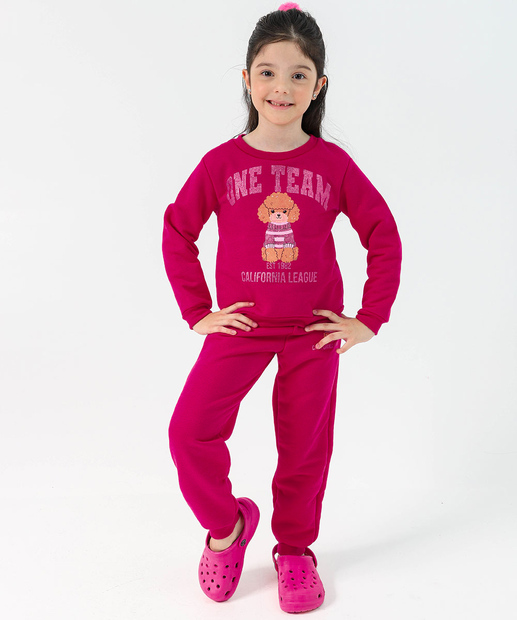 Blusa Infantil Moletom Tam 4 a 10 Rosa