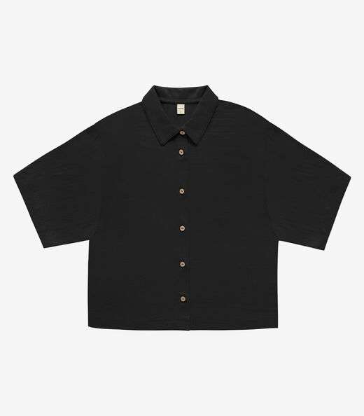 Camisa Oversized Visco Maquinetada Rovitex Preto