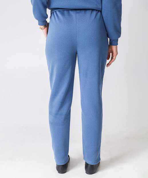 Calça Moletom Feminina Reta Frizo Marisa Azul