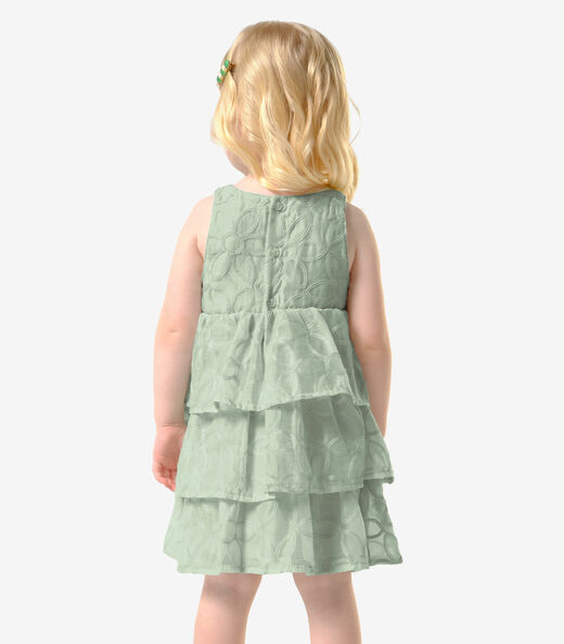 Vestido Menina Infantil Poly Bordado Trick Nick Verde