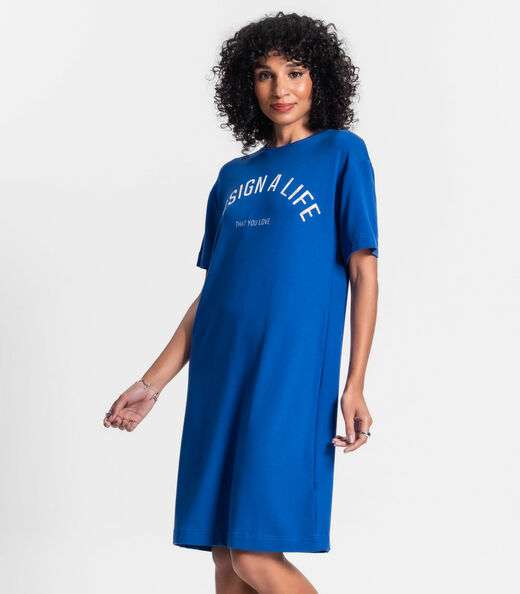 Vestido Curto Em Molecotton Rovitex Azul
