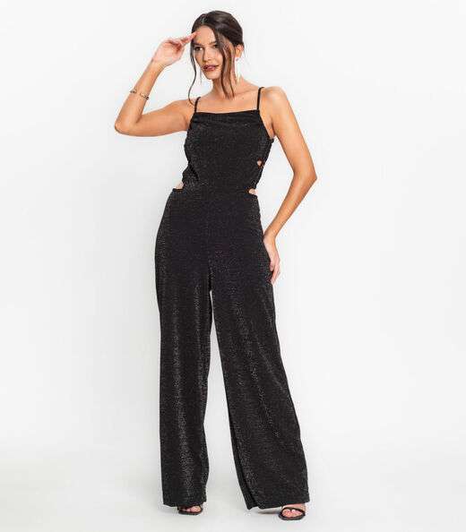 Macacão Feminino Em Lurex Endless Preto