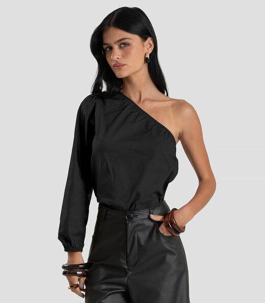 Image_Blusa Feminina Manga Única em Tricoline Dianna Preto