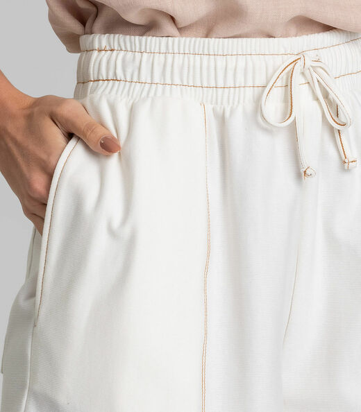 Shorts Saia Feminino em Molecotton Denim Dianna Bege