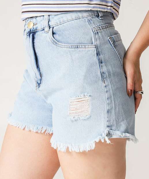 Short Jeans Feminino Boyfriend Puídos