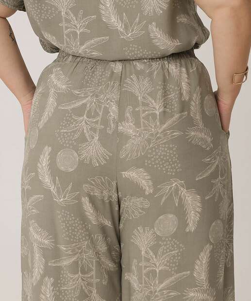 Calça Plus Size Feminina Pantalona Estampada Marisa