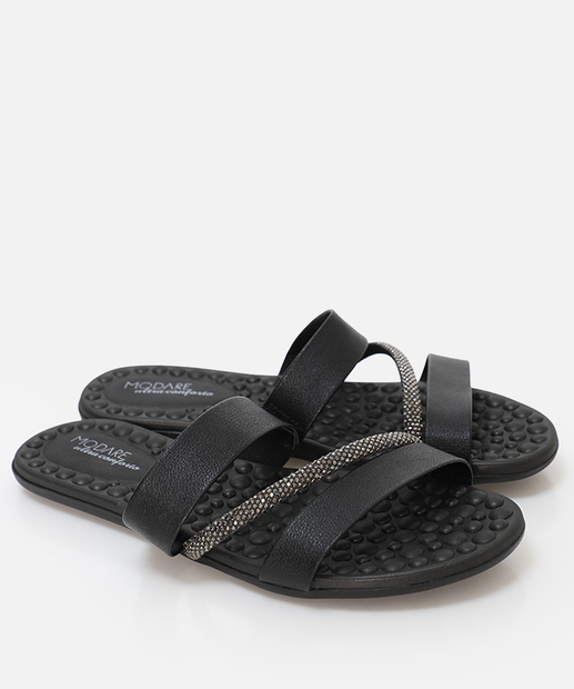 Rasteirinha Feminina Strass Modare Preto